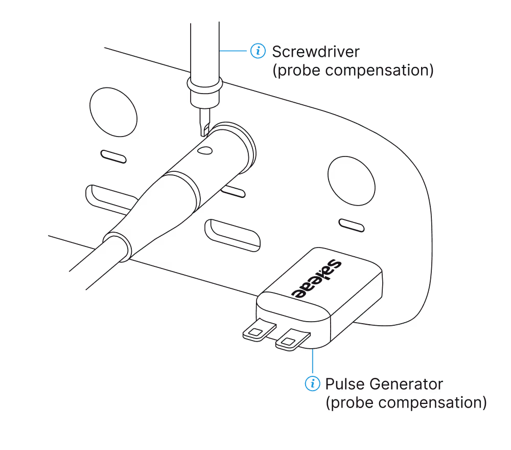 Probe compensation with screwdriver and pulse generator for Saleae Logic MSO