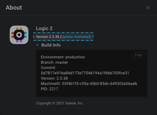 Logic 2 About Window