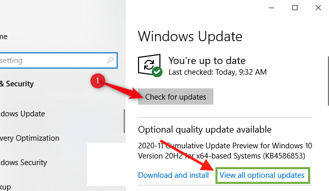 Checking Optional Updates via Windows Update